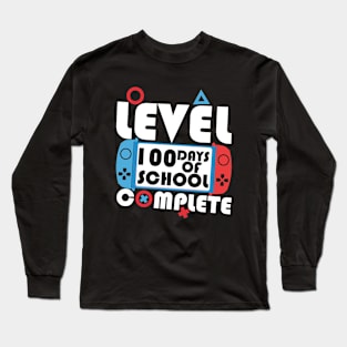 Level 100 Days Of School Complete for boys Gamer Video Long Sleeve T-Shirt